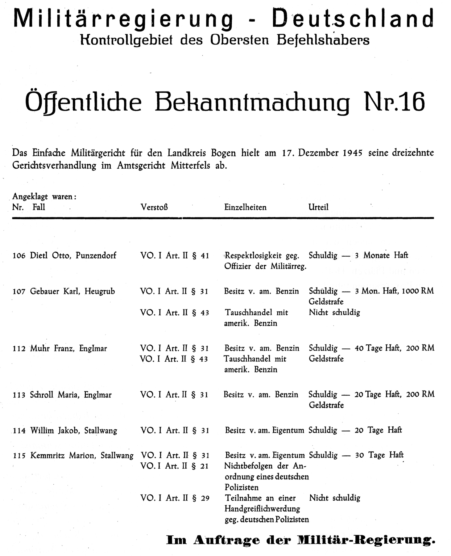 64 19 Militaerregierung Gerichtsverhandlung