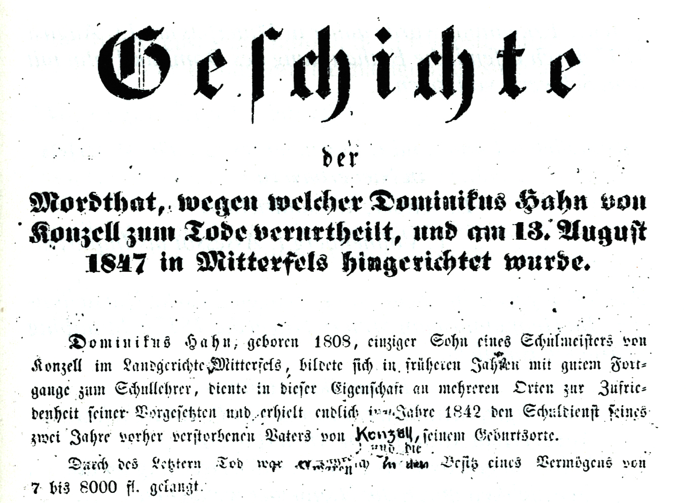 1847 08 13 Letzte Hinrichtung in Mitterfels 3 Titel