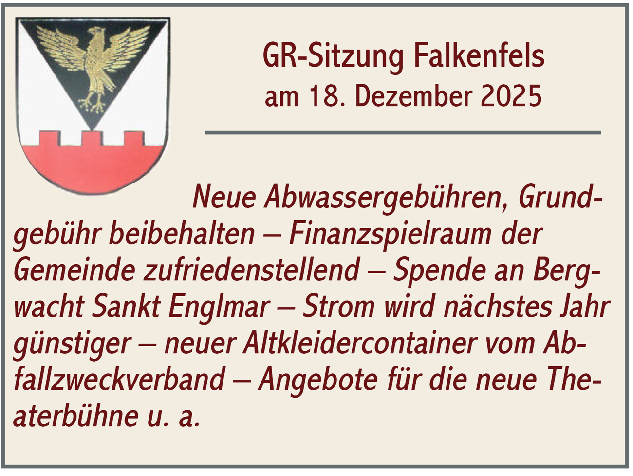 GR Sitzung Falkenfels 2025 12 18