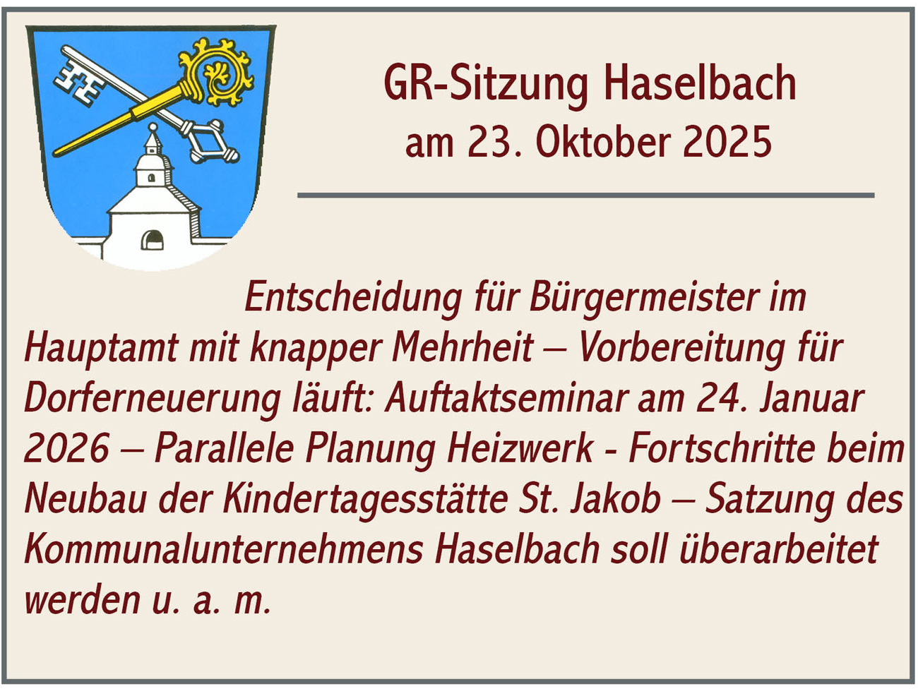 GR Sitzung Haselbach 2025 10 23