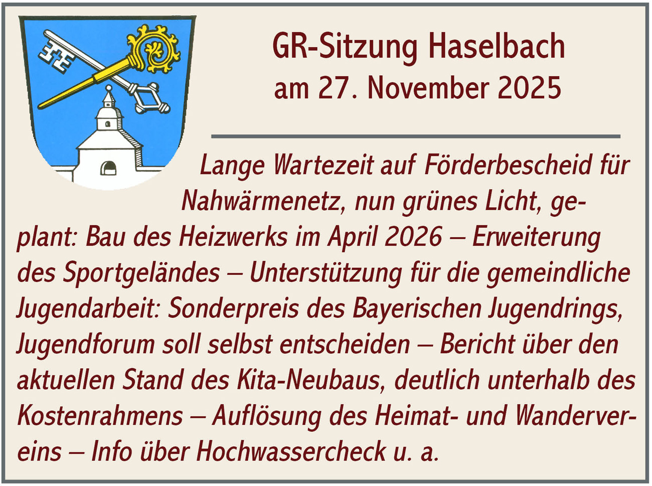 GR Sitzung Haselbach 2025 11 27