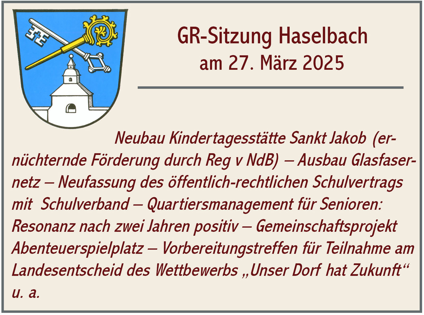 GR Sitzung Haselbach 2025 03 27