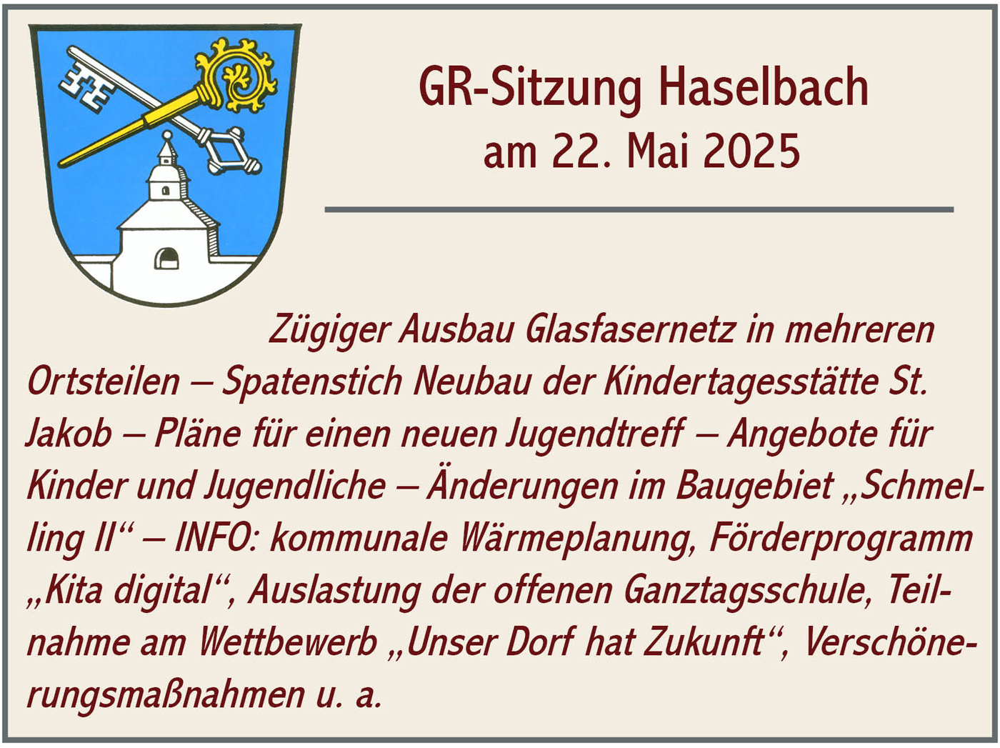 GR Sitzung Haselbach 2025 05 22