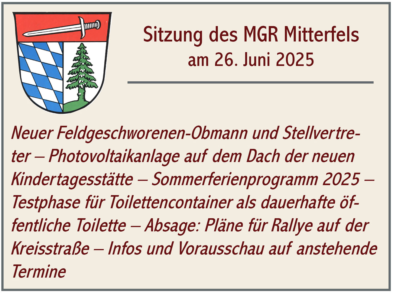 MGR Sitzung Mitterfels 2025 06 26