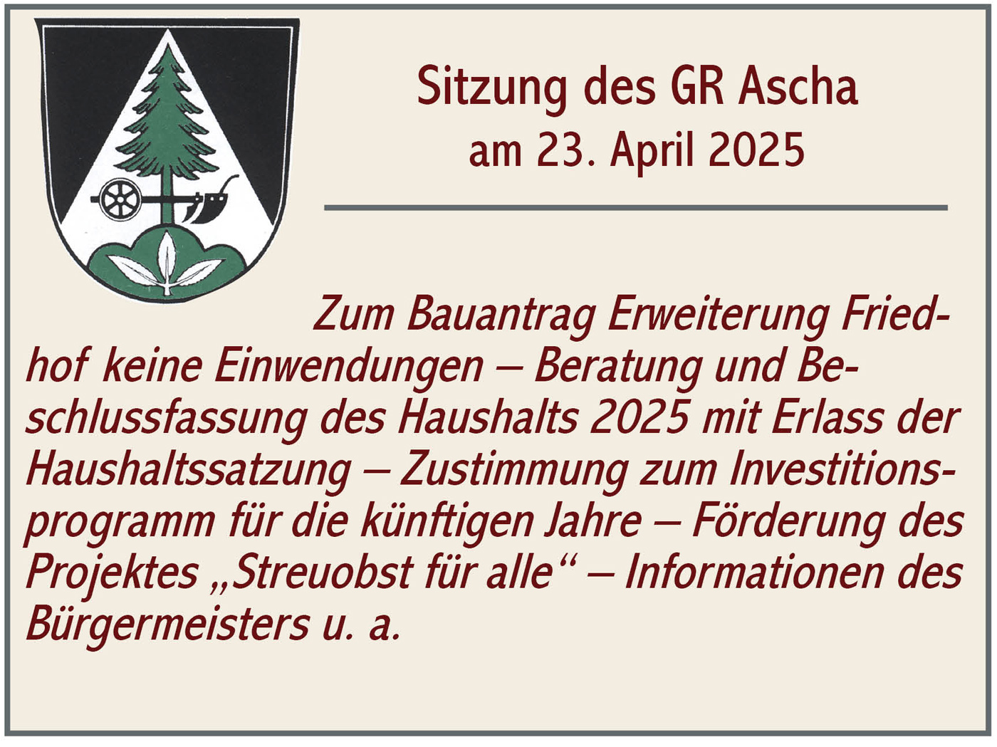 GR Sitzung Ascha 2025 04 23